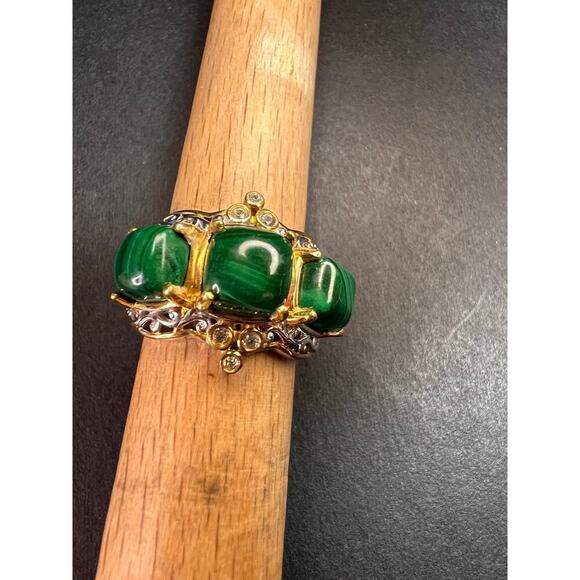 NEW Malachite two toned ring in sterling silver size 7 - Picture 10 of 16